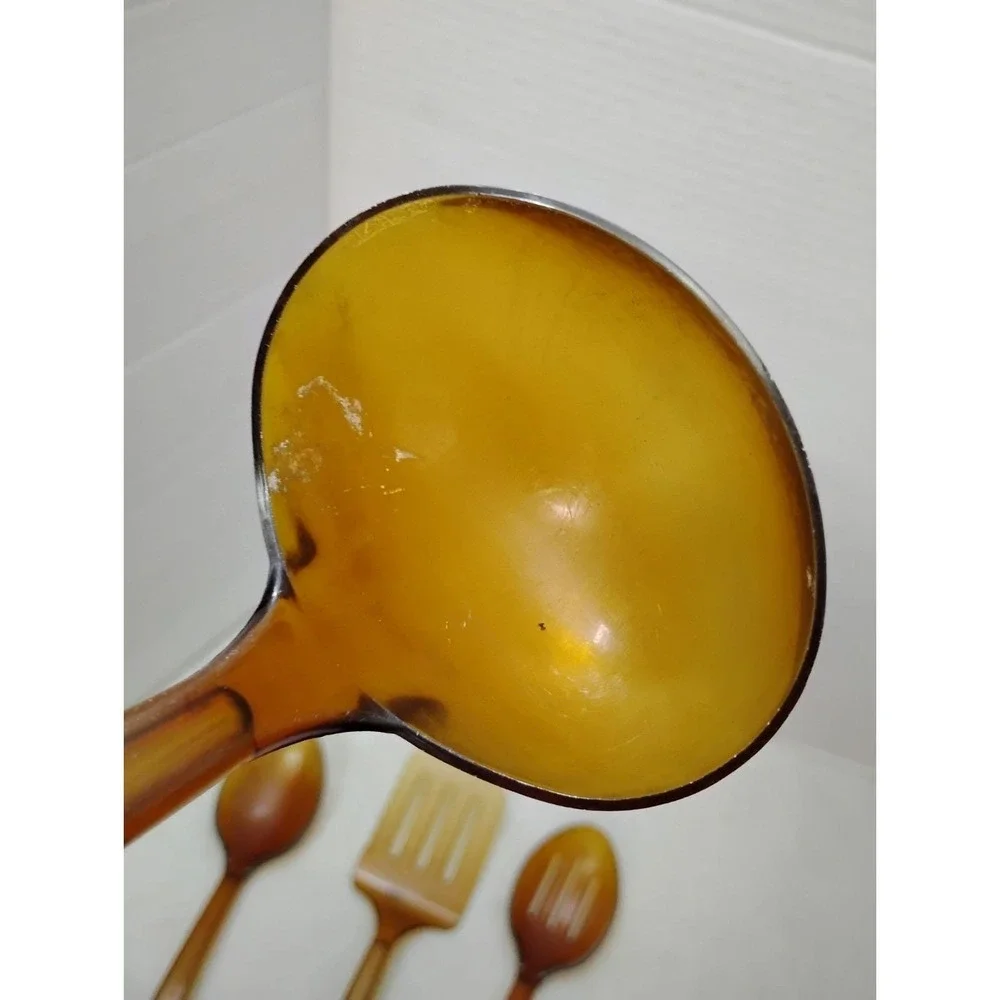 Lot of 4 Vintage Ultratemp Translucent Amber Cooking Utensils Robinson Knife Co